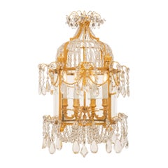 Lanterna francese del XIX secolo St. Louis Crystal con ormolu e cristalli