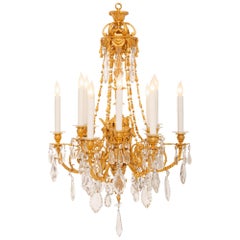 French 19th century Louis XVI st. Ormolu and cut Glass chandelier