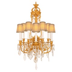 French 19th century Louis XVI st. Ormolu and cut Glass chandelier