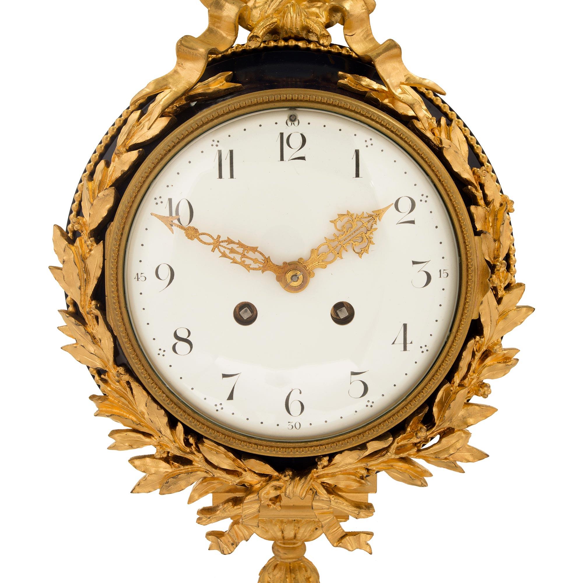 French 19th Century Louis XVI St. Ormolu and Enamel Cartel Clock 2