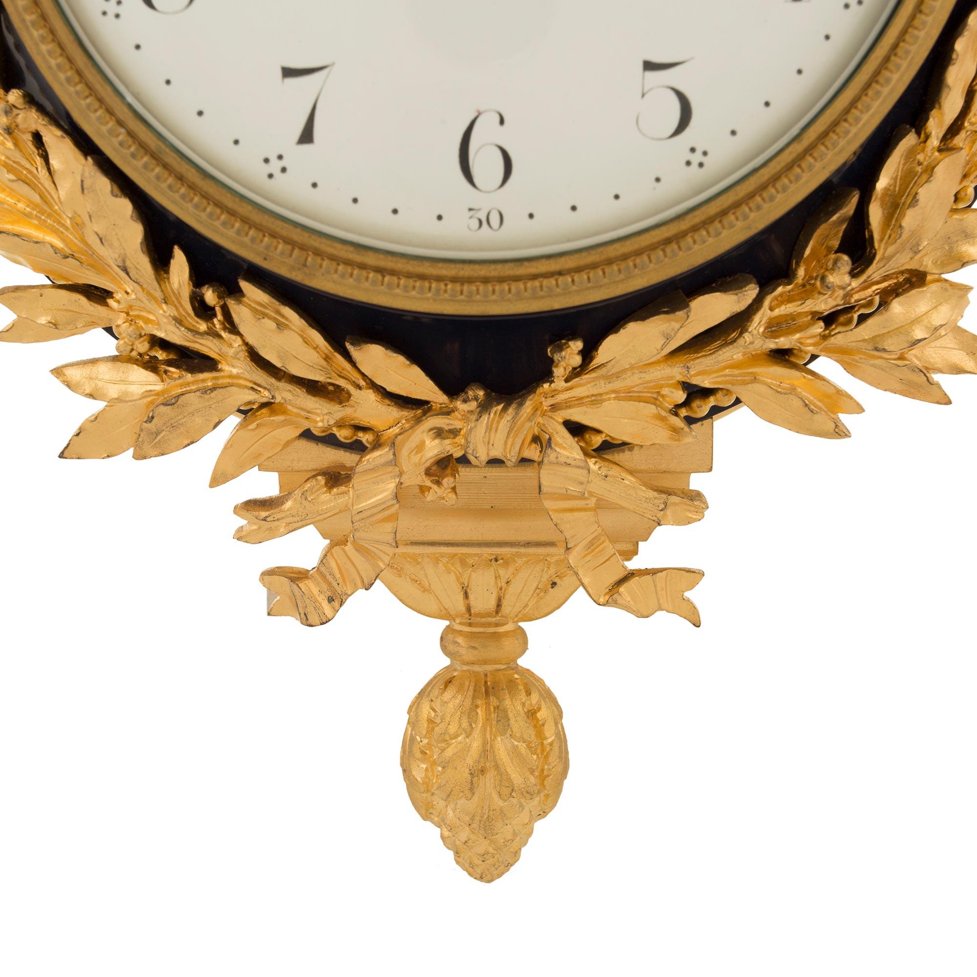 French 19th Century Louis XVI St. Ormolu and Enamel Cartel Clock 3