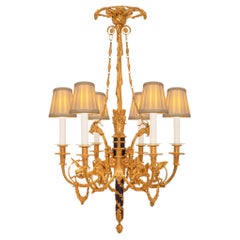 French 19th century Louis XVI st. Ormolu and enameled Bronze chandelier