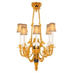 French 19th century Louis XVI st. Ormolu and enameled Bronze chandelier