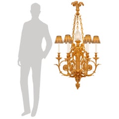 French 19th century Louis XVI st. Ormolu and frosted Glass chandeliers