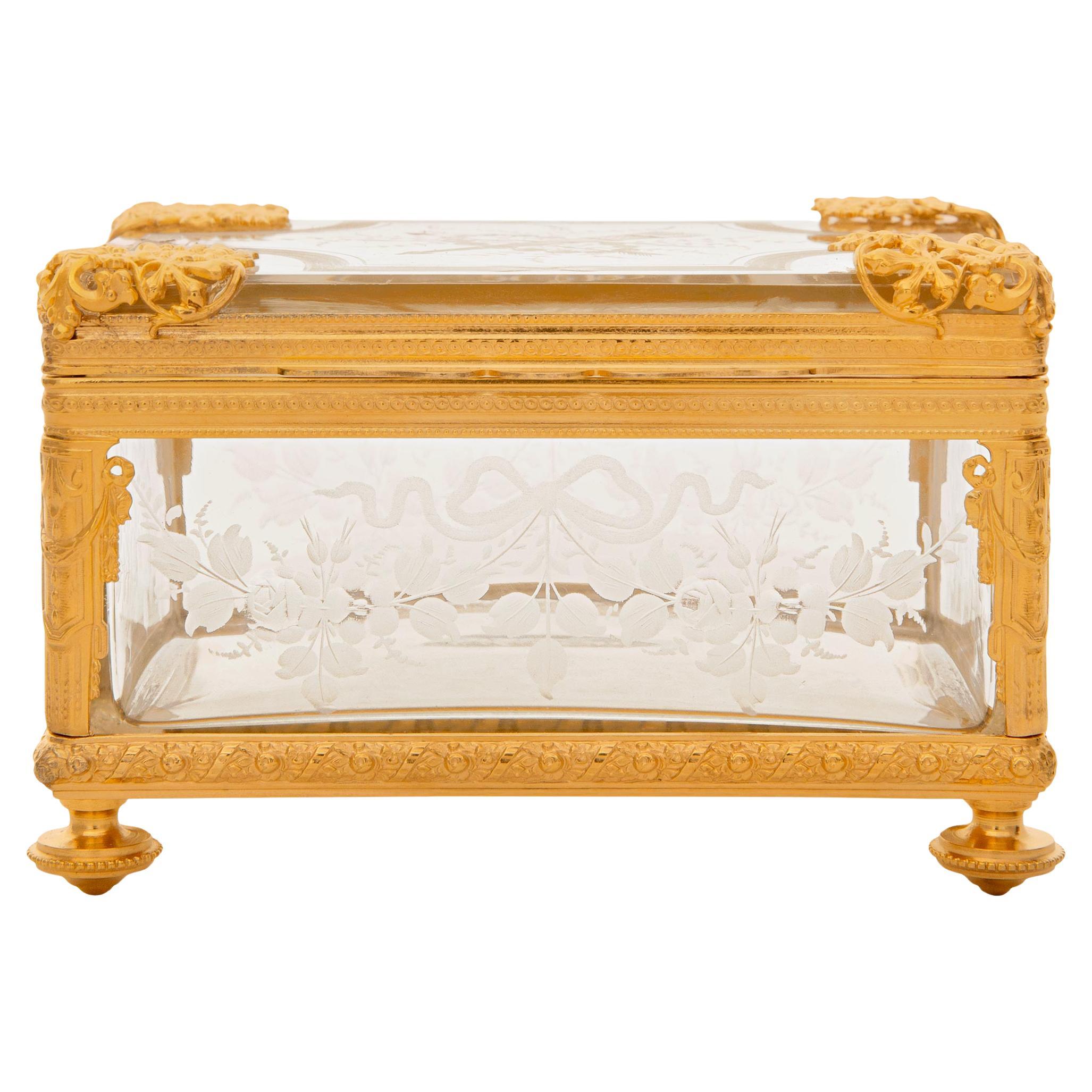 French 19th century Louis XVI st. Ormolu and Glass box