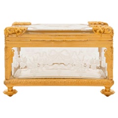 Caja de ormolu y cristal francesa del siglo XIX, estilo Luis XVI