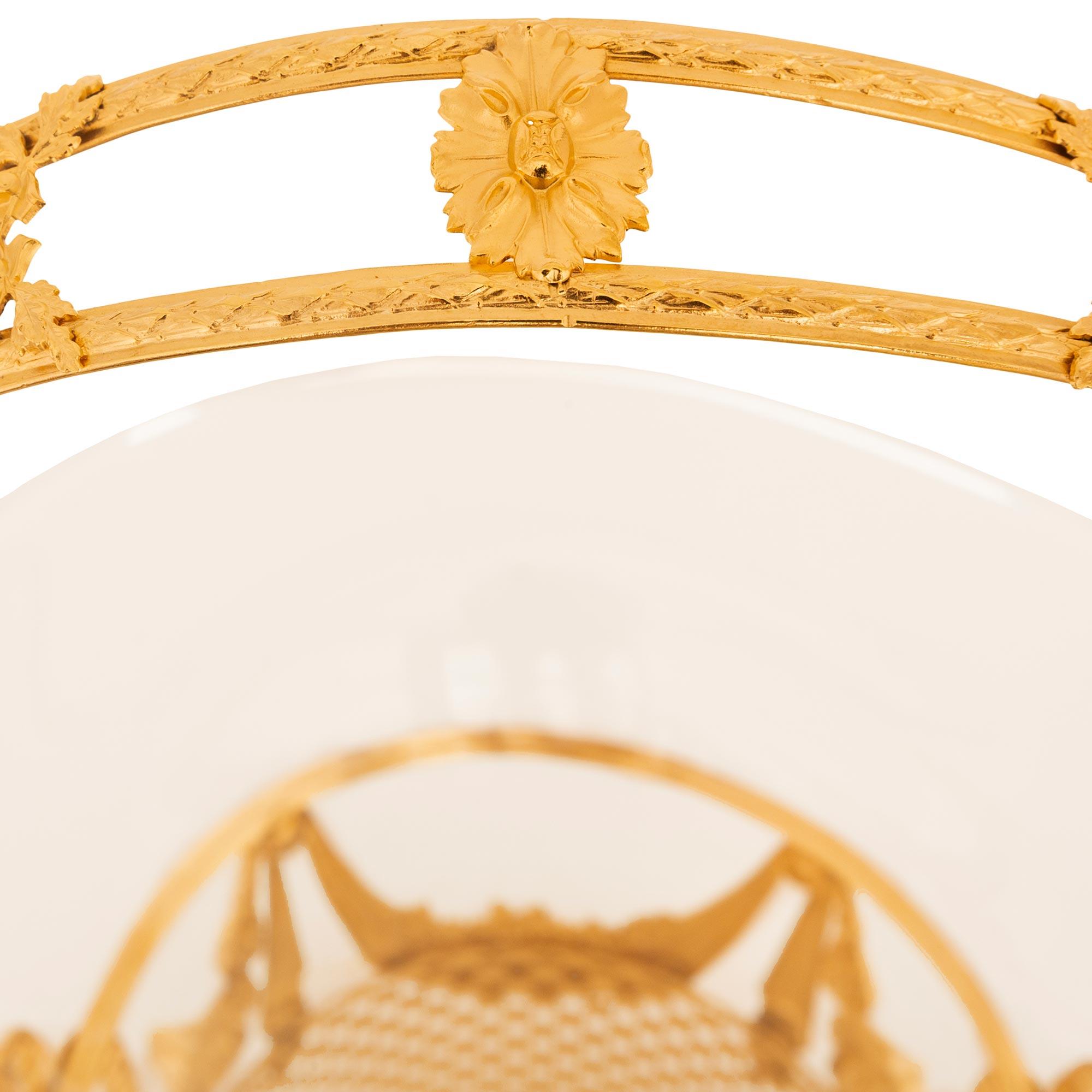 French 19th century Louis XVI st. Ormolu and Glass centerpiece basket For Sale 1