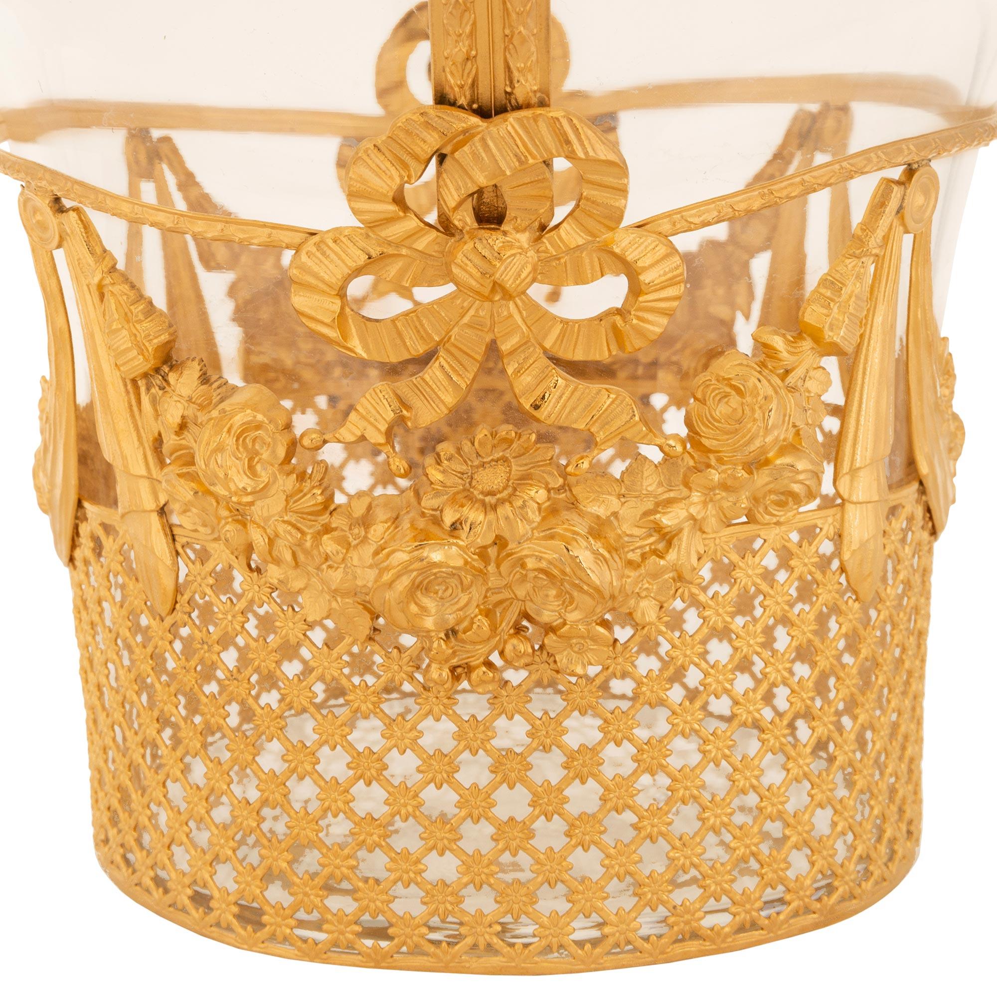 French 19th century Louis XVI st. Ormolu and Glass centerpiece basket For Sale 4