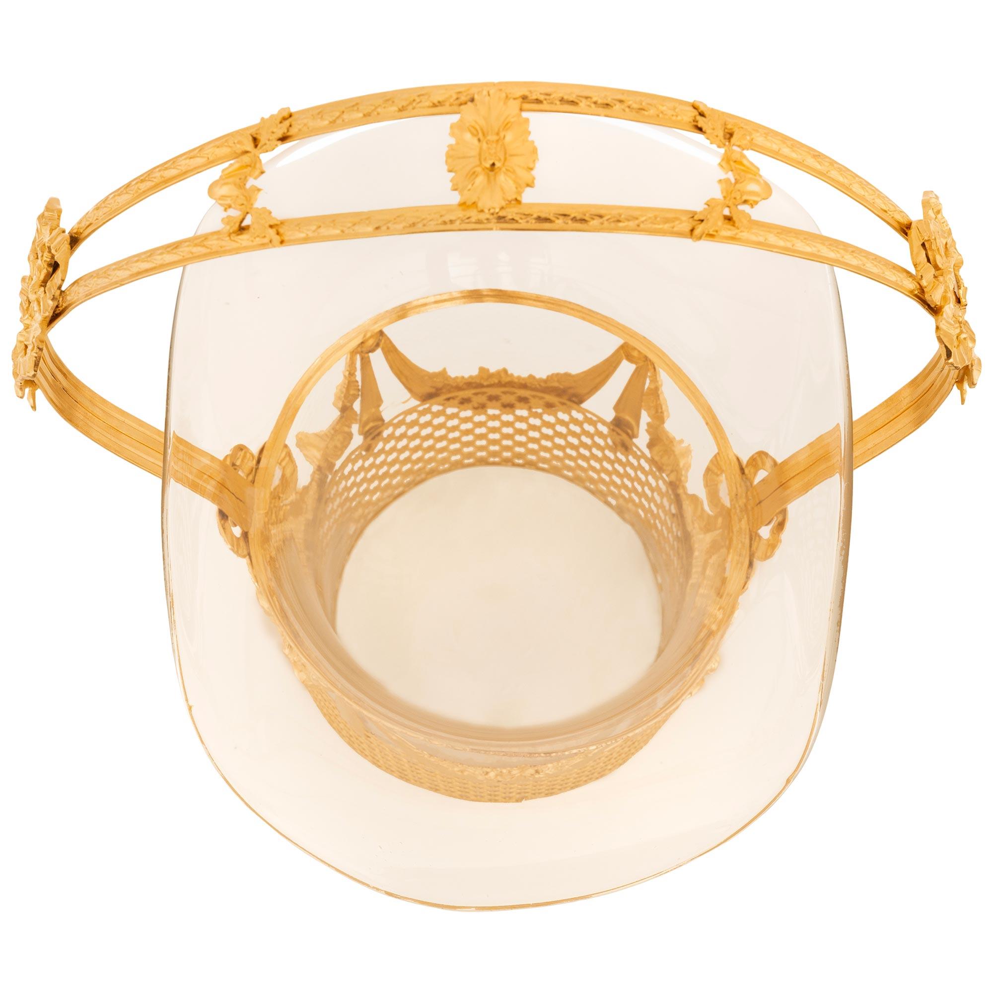 French 19th century Louis XVI st. Ormolu and Glass centerpiece basket For Sale 5