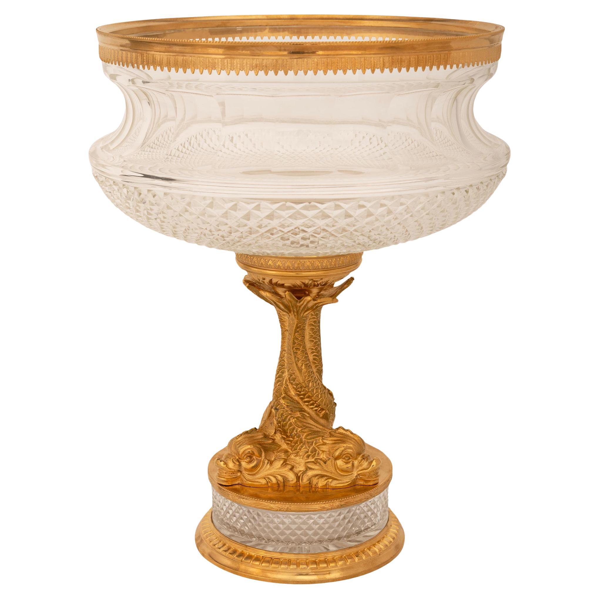 French 19th century Louis XVI st. Ormolu and Glass centerpiece
