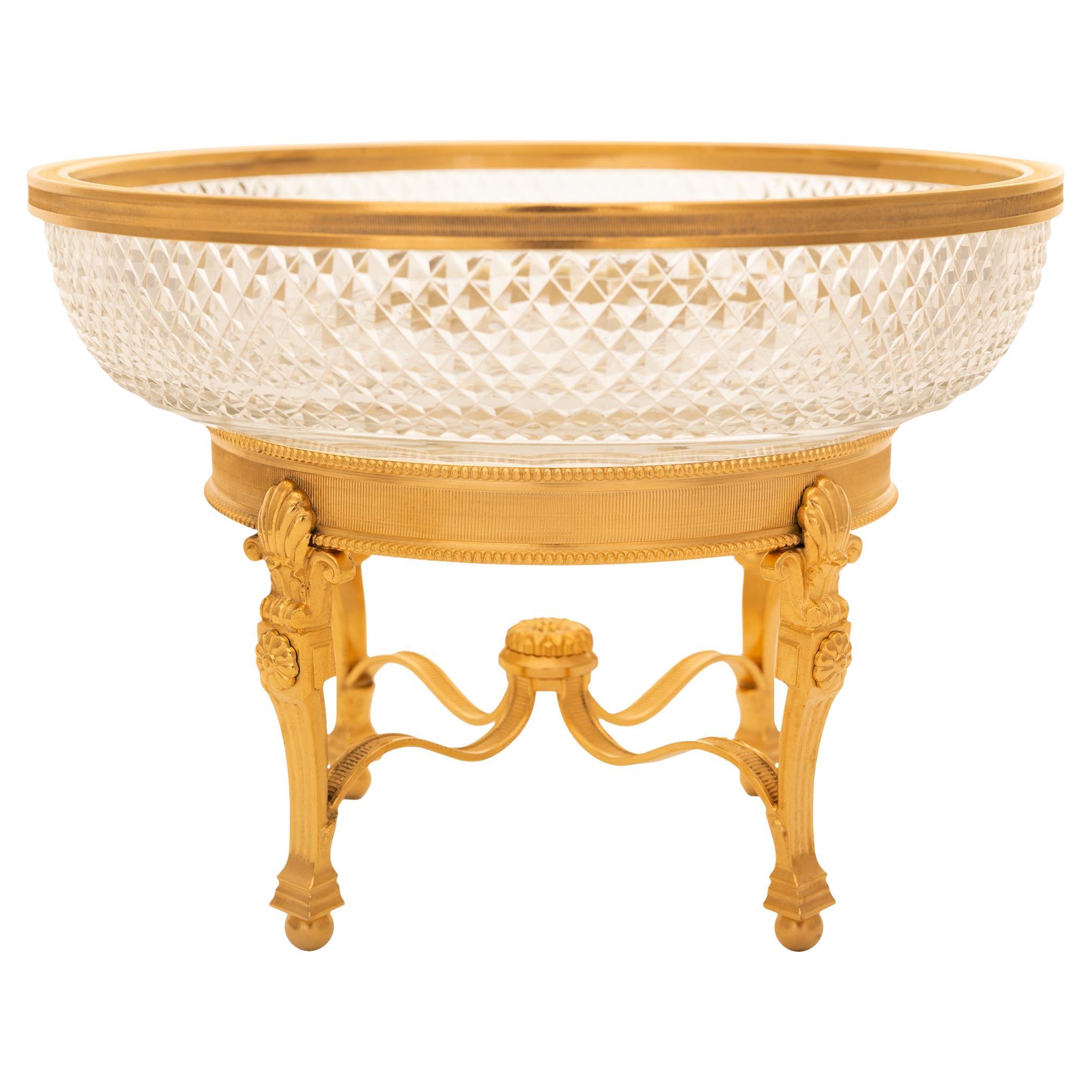 French 19th century Louis XVI st. Ormolu and Glass centerpiece For Sale
