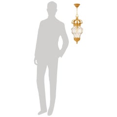 French 19th century Louis XVI st. Ormolu and Glass lantern