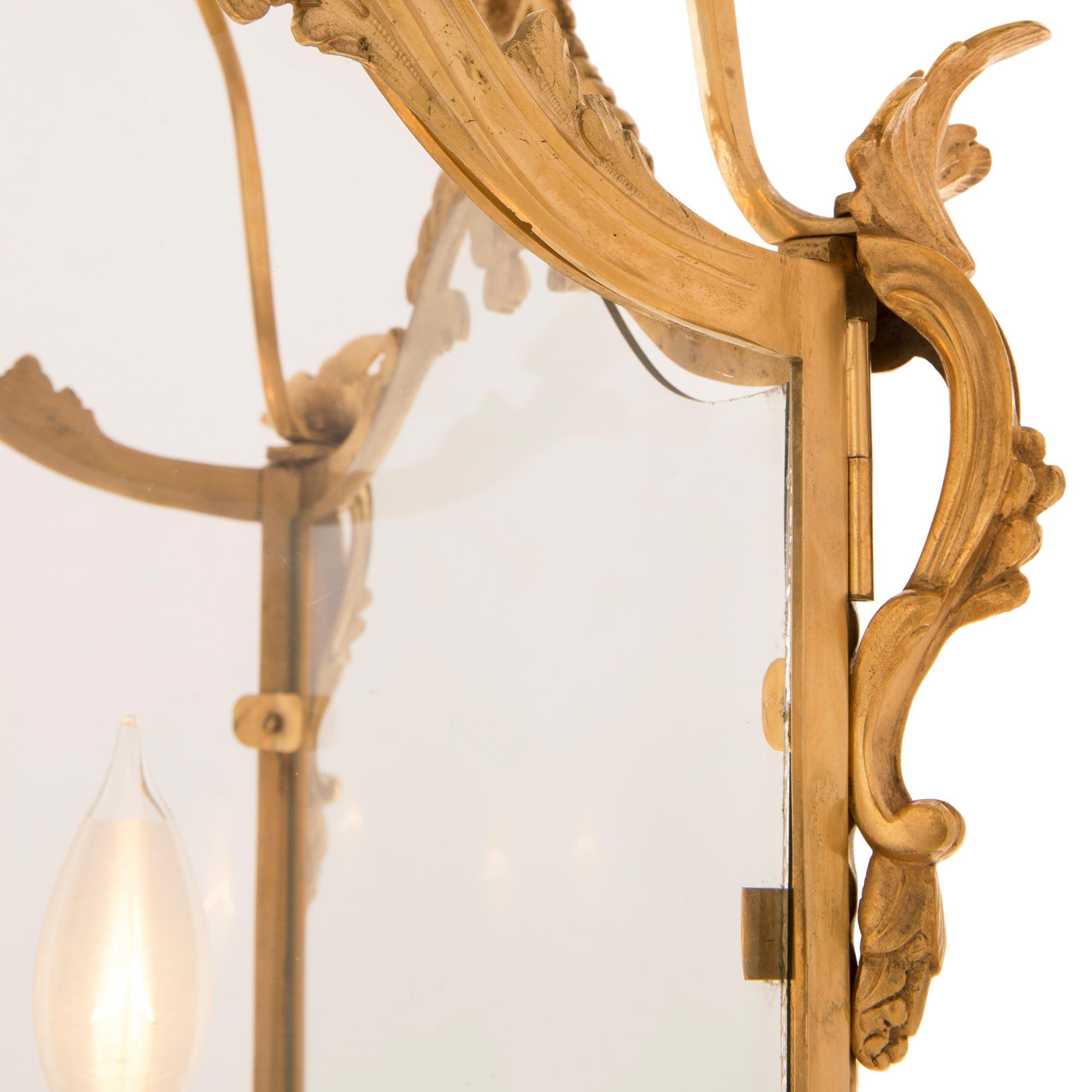 French 19th Century Louis XVI St. Ormolu And Glass Lantern 3