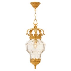 French 19th century Louis XVI st. Ormolu and Glass lantern