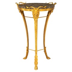 Französische Gueridon- Seite aus Goldbronze und Gris St. Anne-Marmor, Louis XVI.-Stil, 19. Jahrhundert