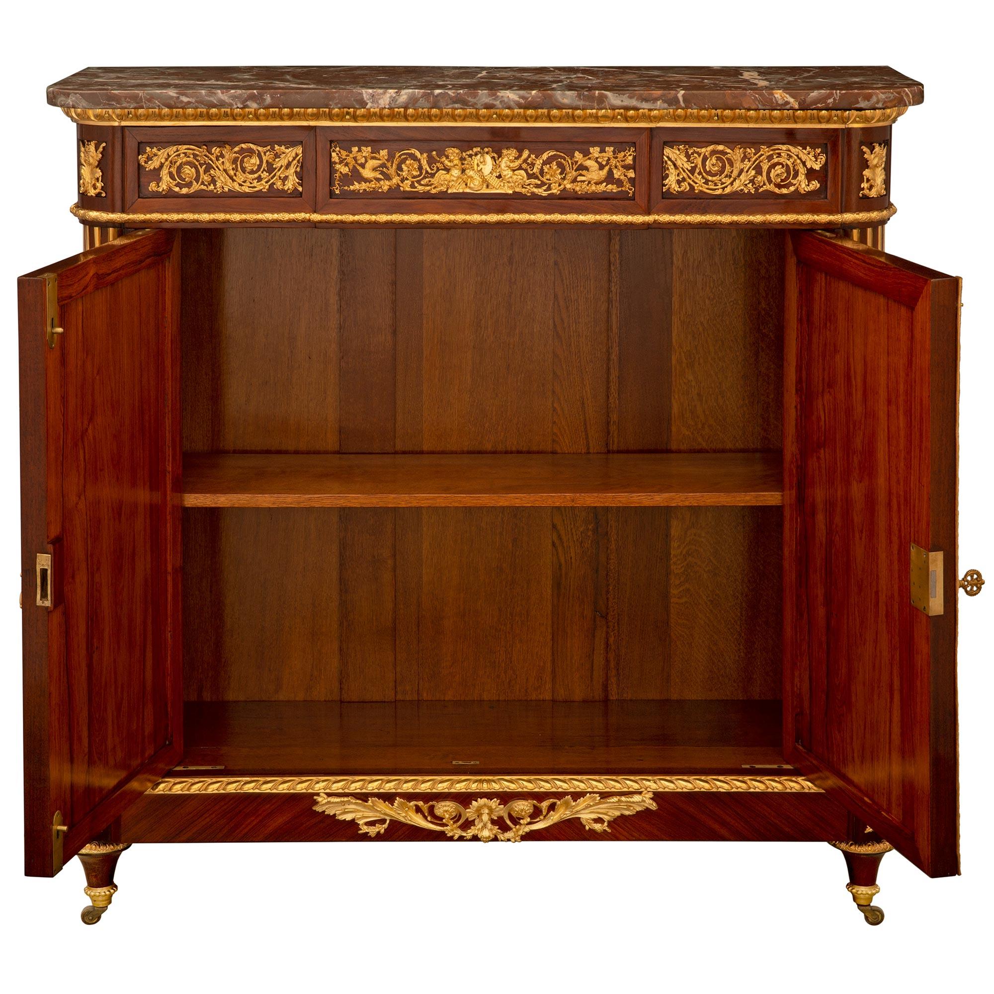 French 19th Century Louis XVI St. Ormolu And Marble Cabinet Signed Befort Jeune In Good Condition For Sale In West Palm Beach, FL