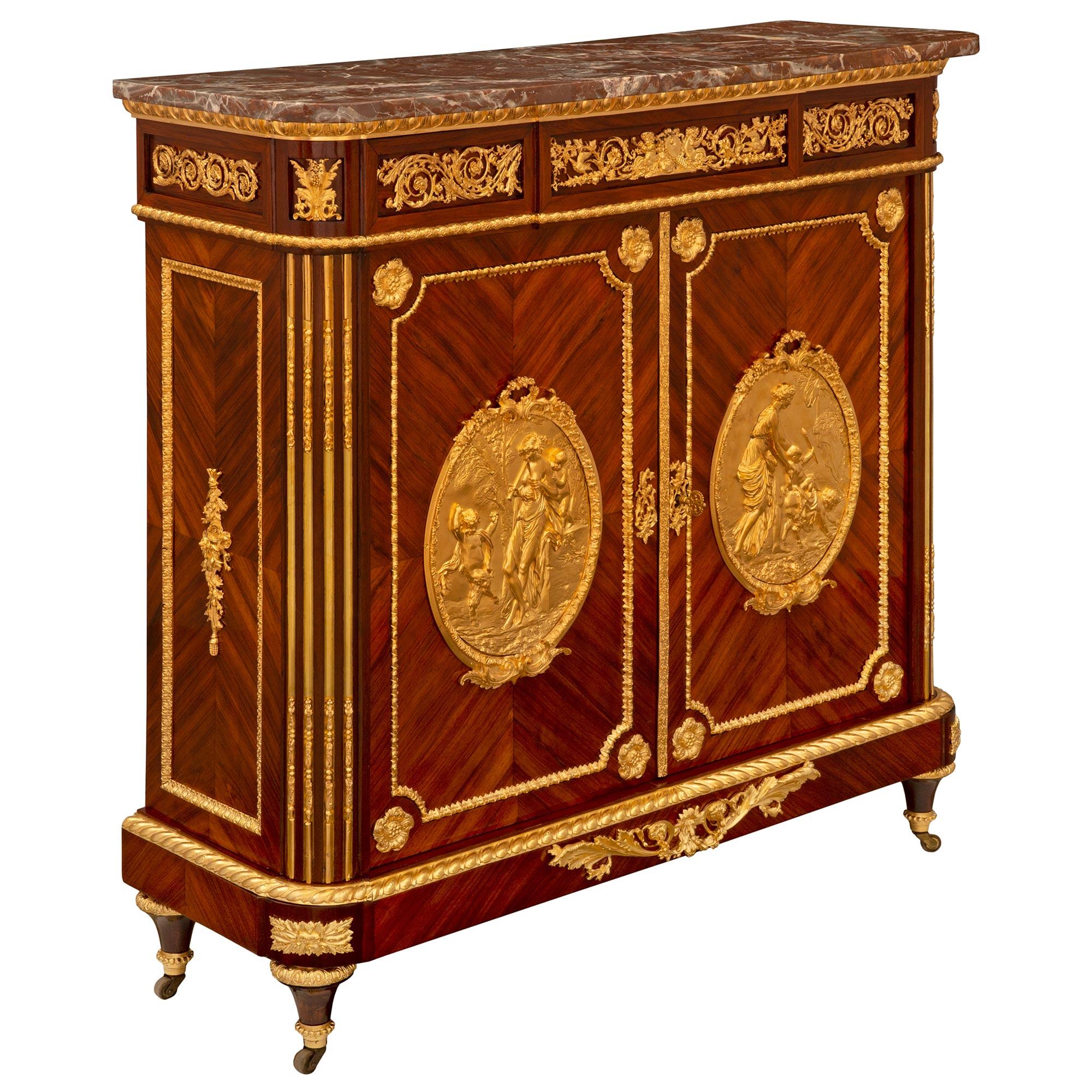 French 19th Century Louis XVI St. Ormolu And Marble Cabinet Signed Befort Jeune For Sale 1