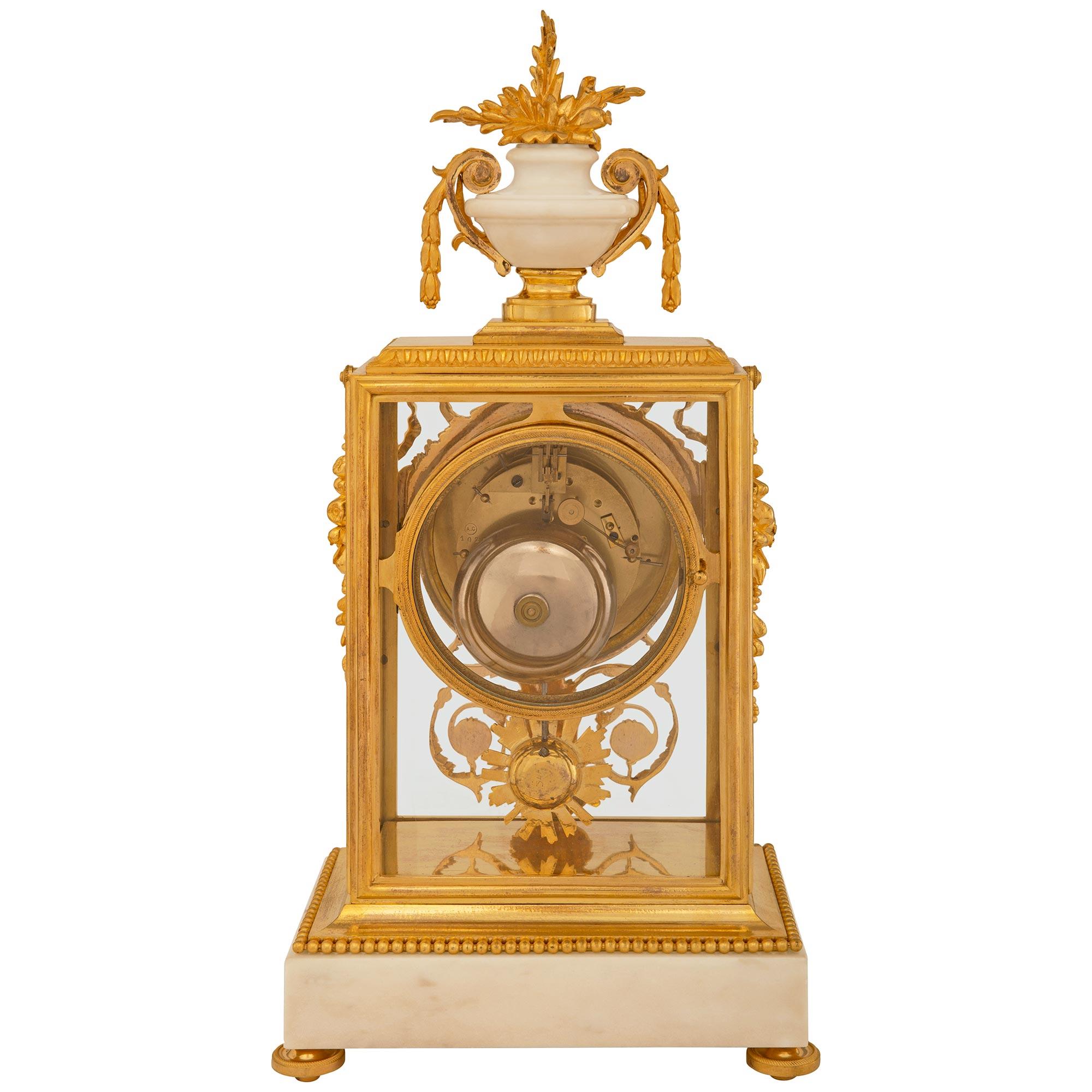 French 19th Century Louis XVI St. Ormolu And Marble Clock, Signed Marnyhac 1