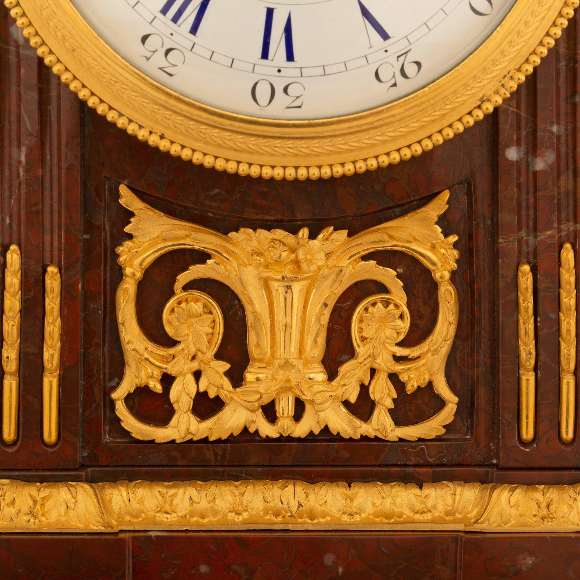 French 19th Century Louis XVI St. Ormolu and Marble Clock Signed Raingo Frères For Sale 2