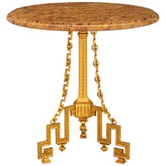 French 19th Century Louis XVI St. Ormolu And Marble Guéridon Side Table