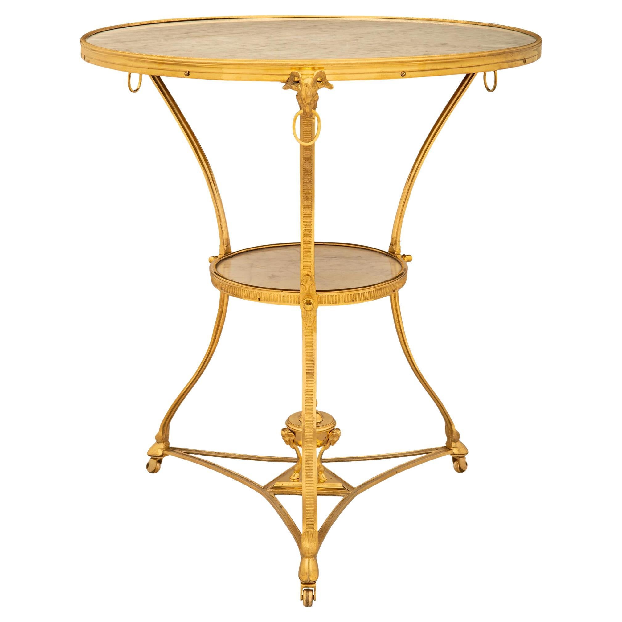 French 19th Century Louis XVI St. Ormolu and Marble Gueridon Side Table