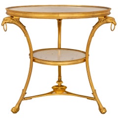 French 19th Century Louis XVI St. Ormolu And Marble Gueridon Side Tables