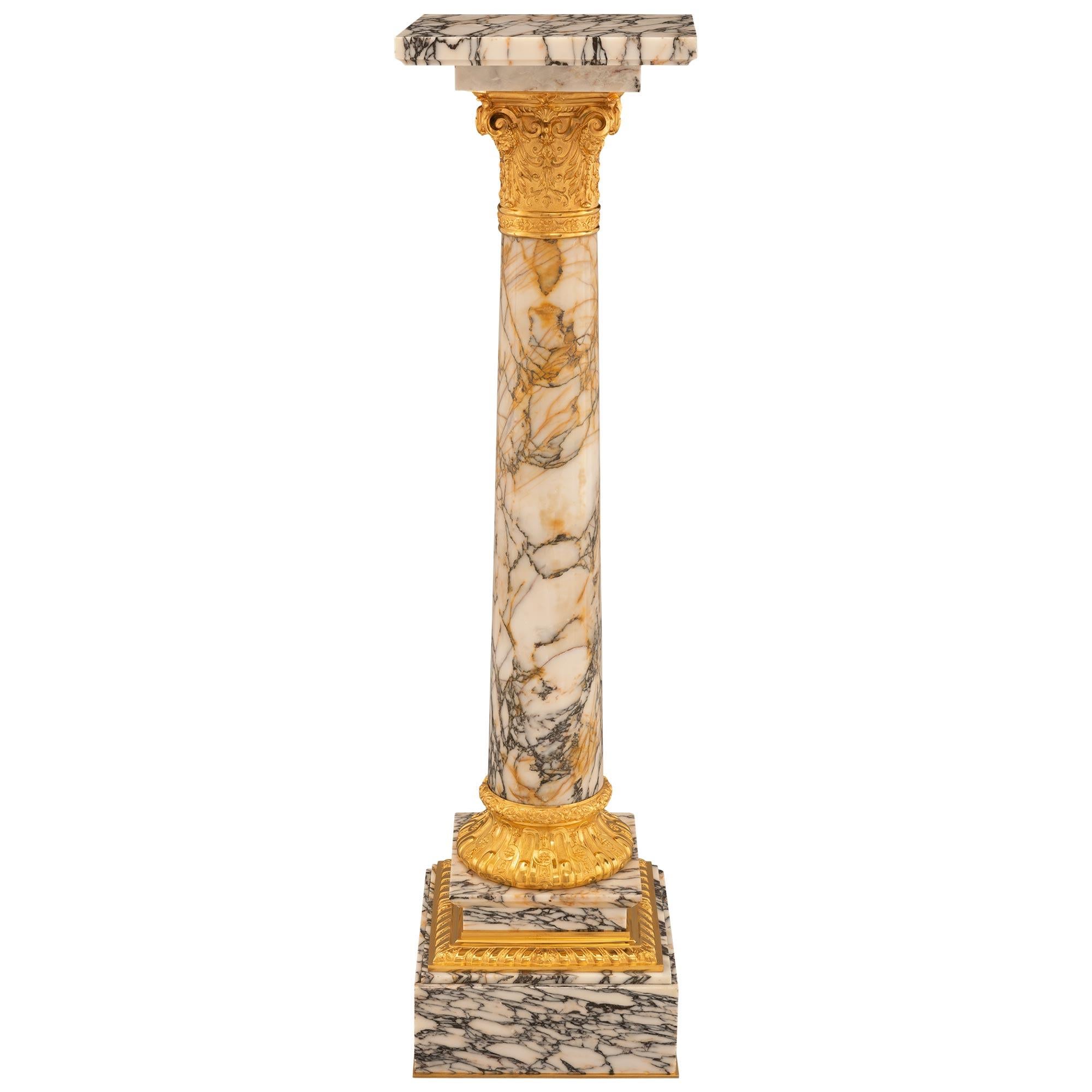French, 19th Century Louis XVI St. Ormolu and Marble Pedestal Column 7