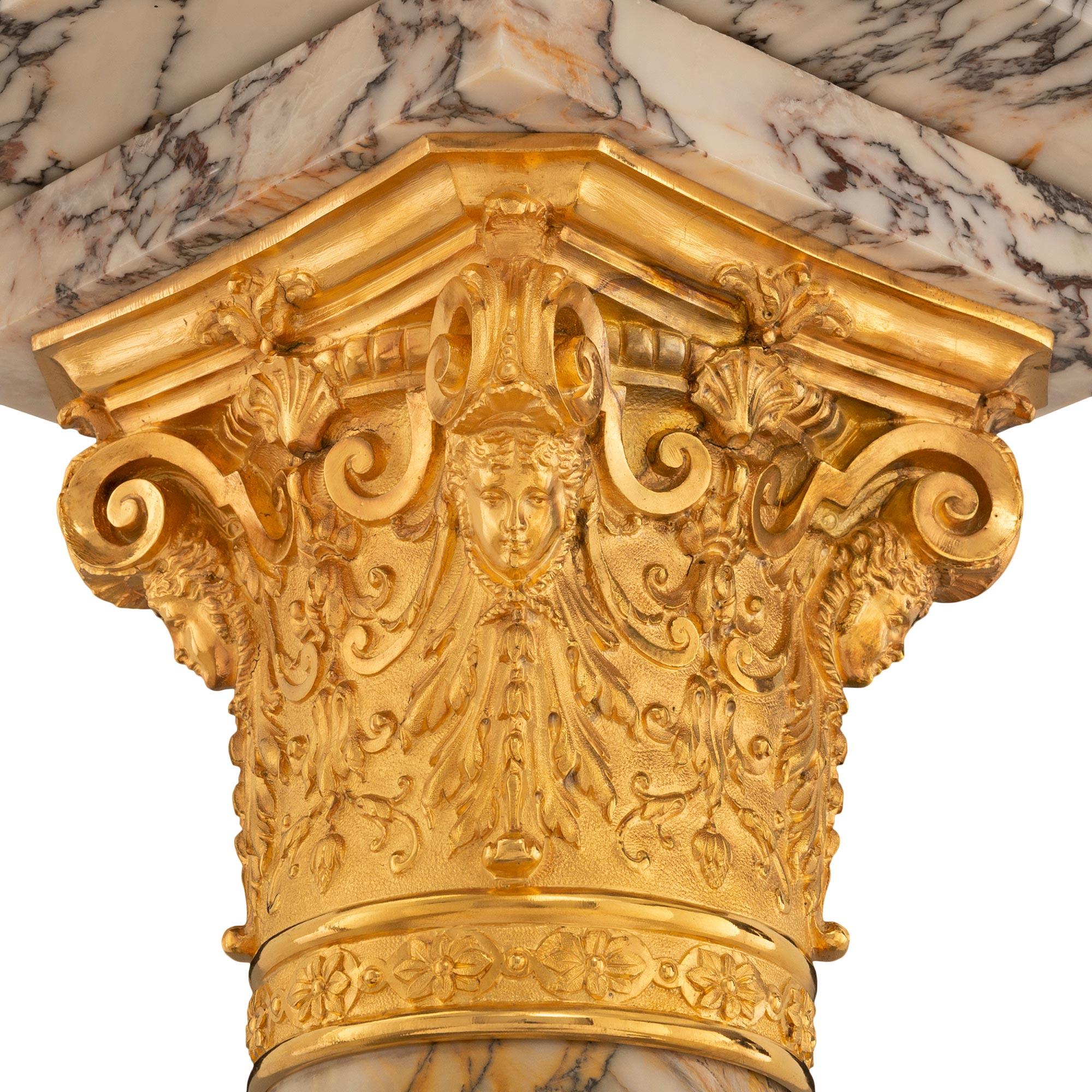 French, 19th Century Louis XVI St. Ormolu and Marble Pedestal Column 2