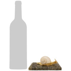 Presse-papier escargot en bronze doré et marbre de style Louis XVI du XIXe siècle