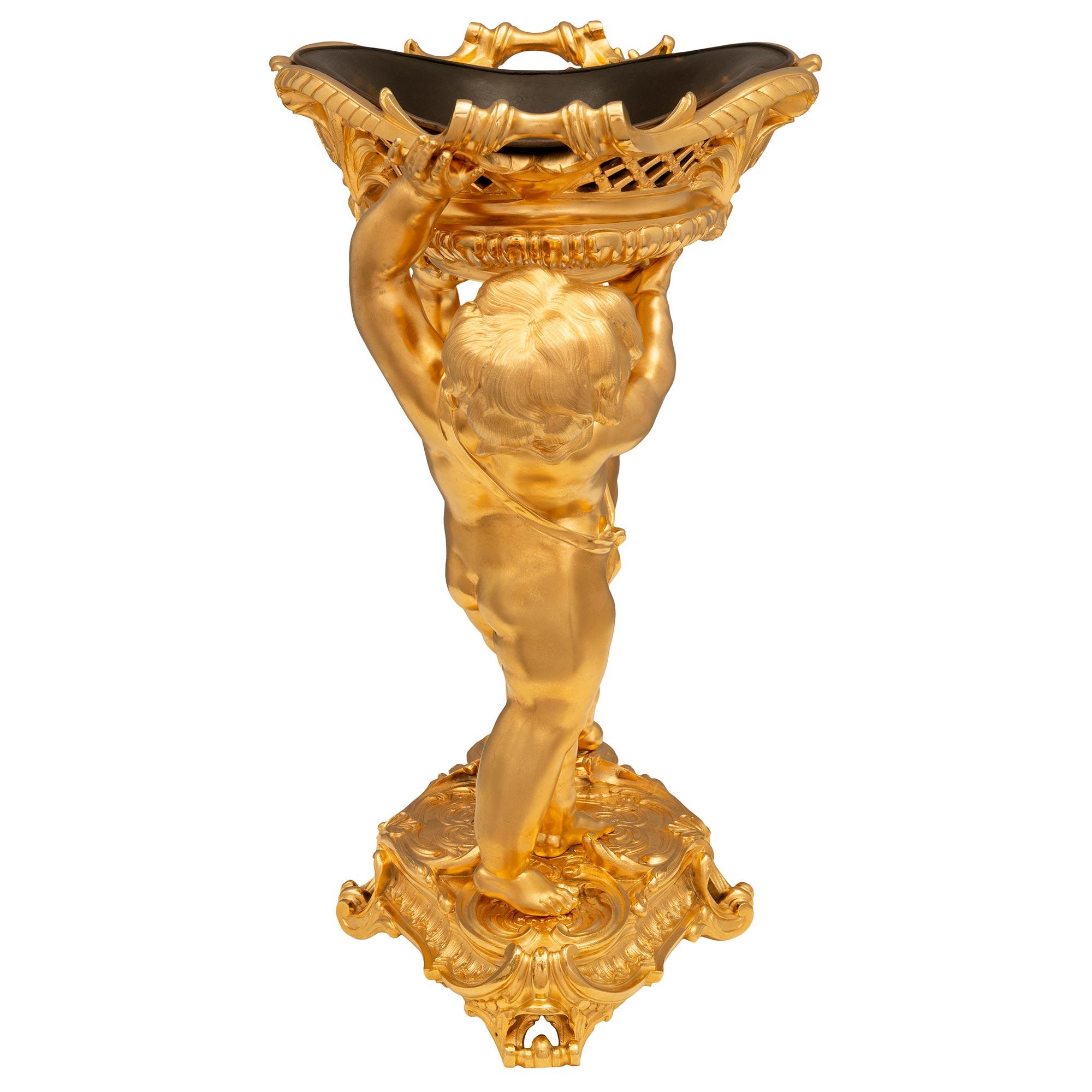 French 19th Century Louis XVI St. Ormolu And Patinated Bronze Centerpiece For Sale 1