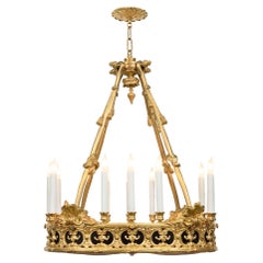 French 19th Century Louis XVI St. Ormolu and Patinated Bronze Chandelier