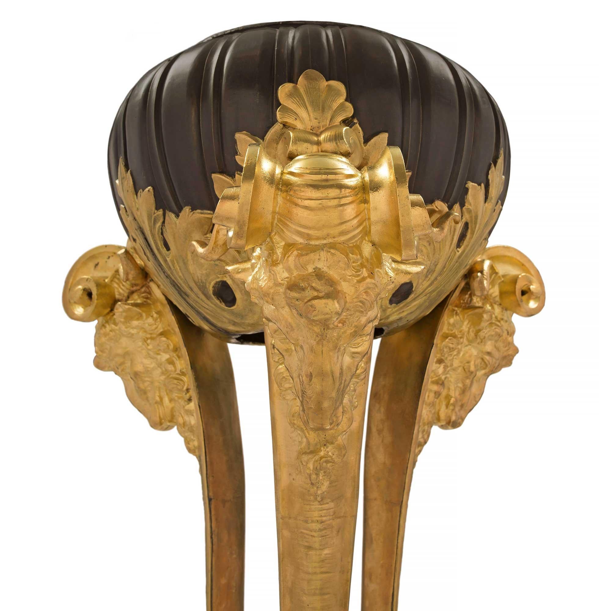 French 19th Century Louis XVI St. Ormolu and Patinated Bronze Planter For Sale 3