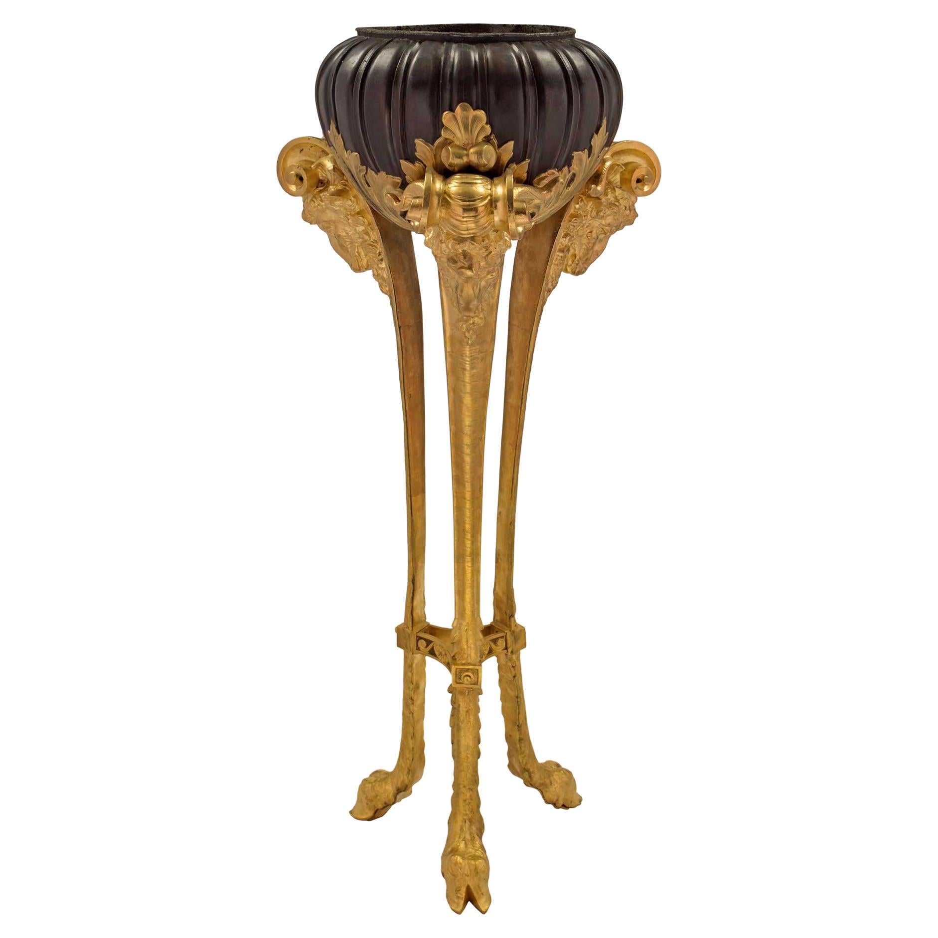 French 19th Century Louis XVI St. Ormolu and Patinated Bronze Planter For Sale