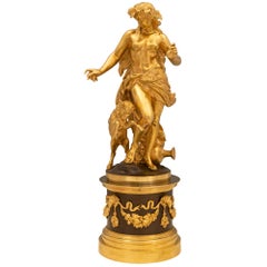 French 19th Century Louis XVI St. Ormolu and Patinated Bronze Statue