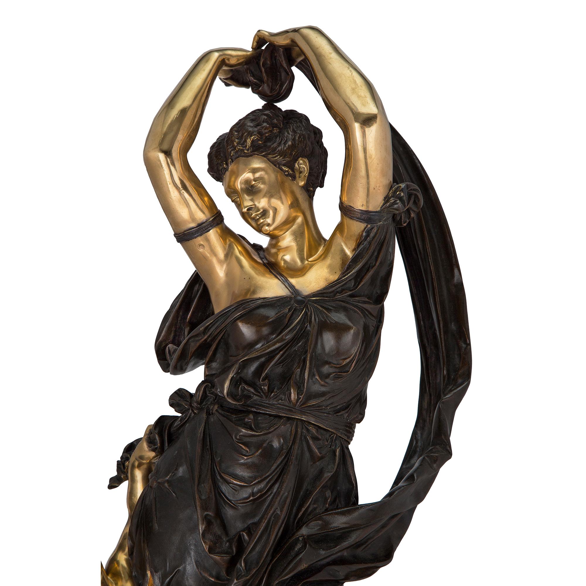 French 19th Century Louis XVI St. Ormolu and Patinated Bronze Statue For Sale 2