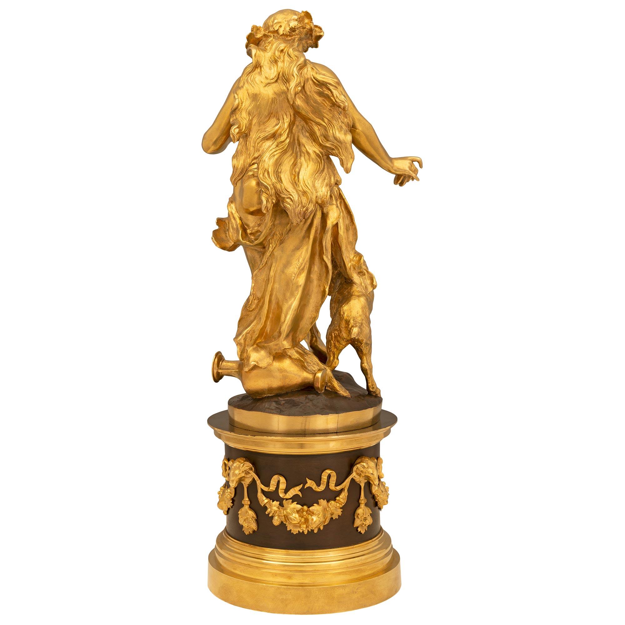 French 19th Century Louis XVI St. Ormolu and Patinated Bronze Statue For Sale 2