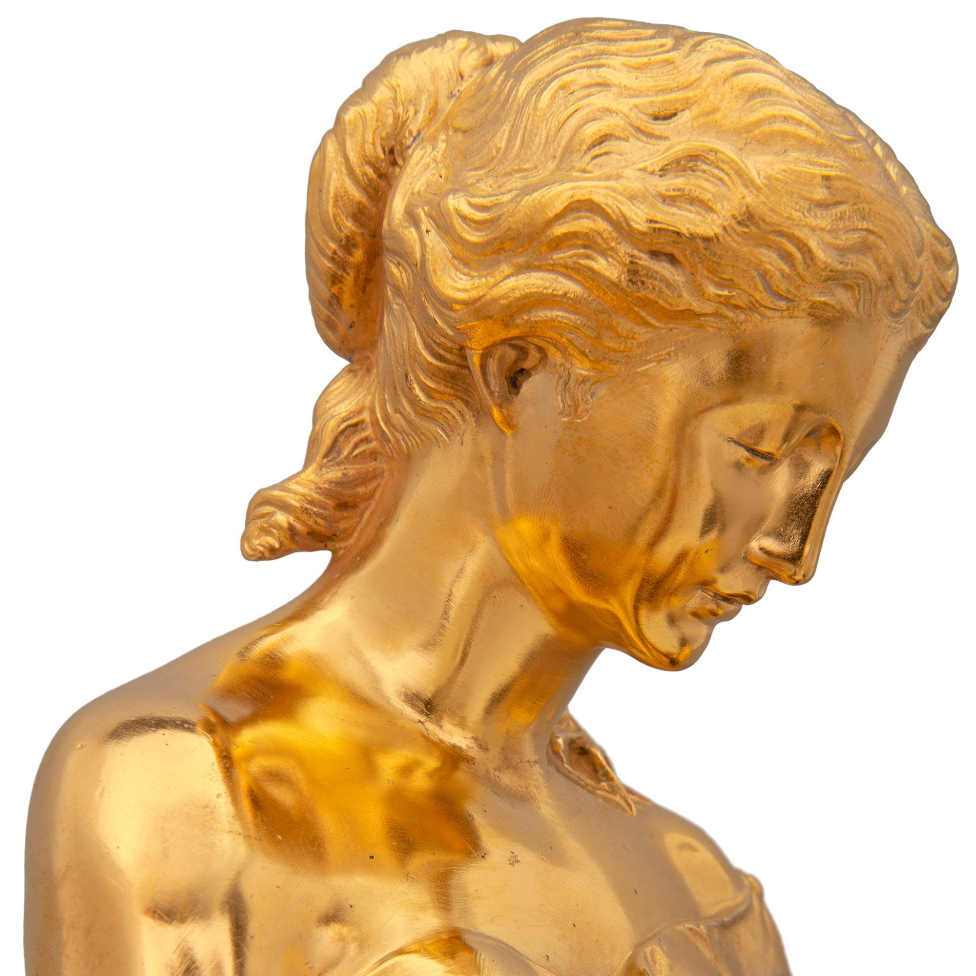 Statua francese del XIX secolo di San Luigi XVI in Ormolu e bronzo patinato in vendita 2