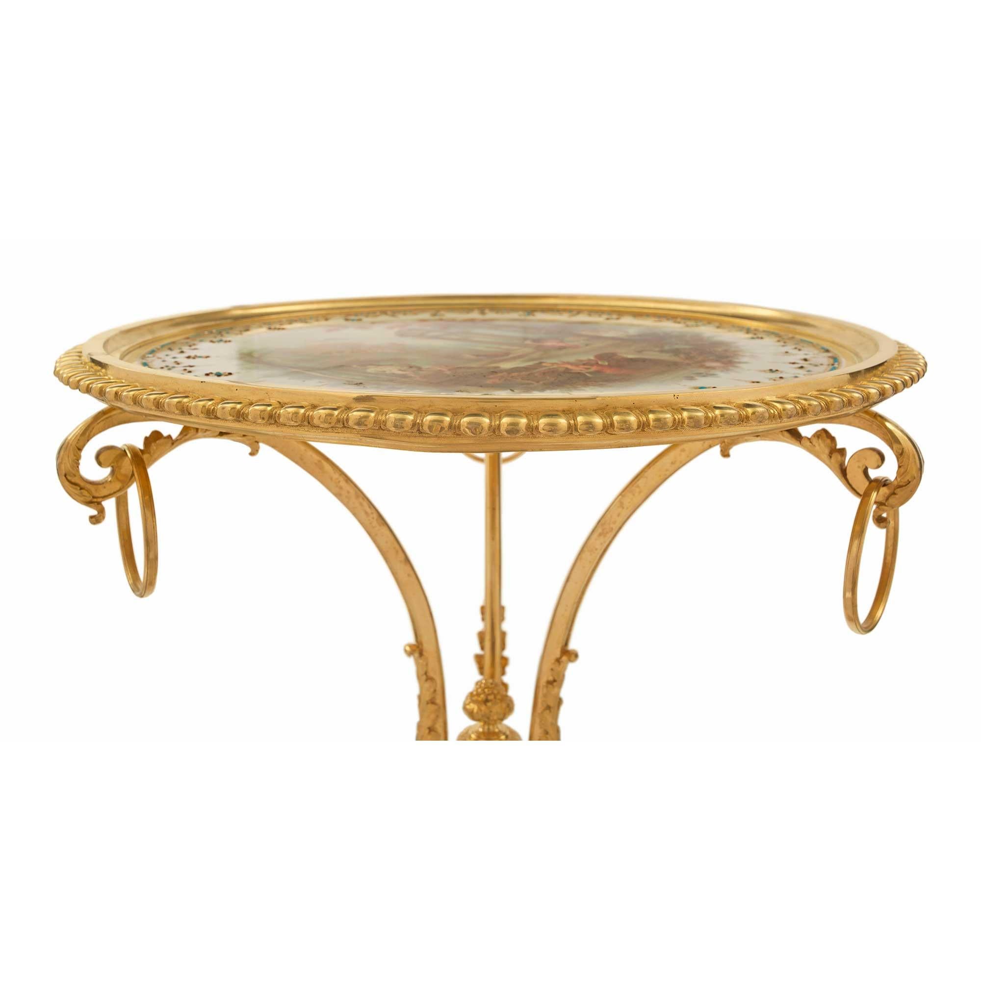 French 19th Century Louis XVI St. Ormolu and Porcelain Guéridon Side Table In Good Condition For Sale In West Palm Beach, FL