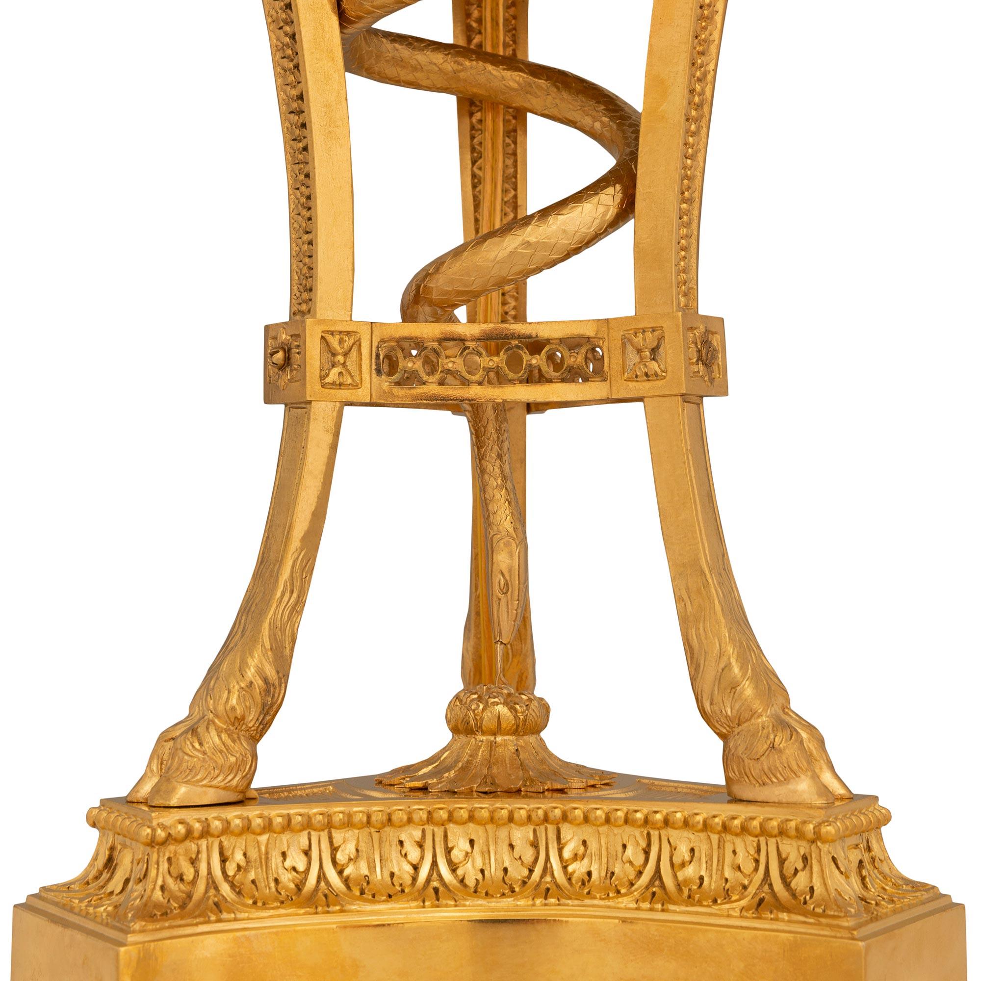 Lampe française du 19ème siècle de style Louis XVI en bronze doré et porphyre, attribuée à Sormani en vente 1