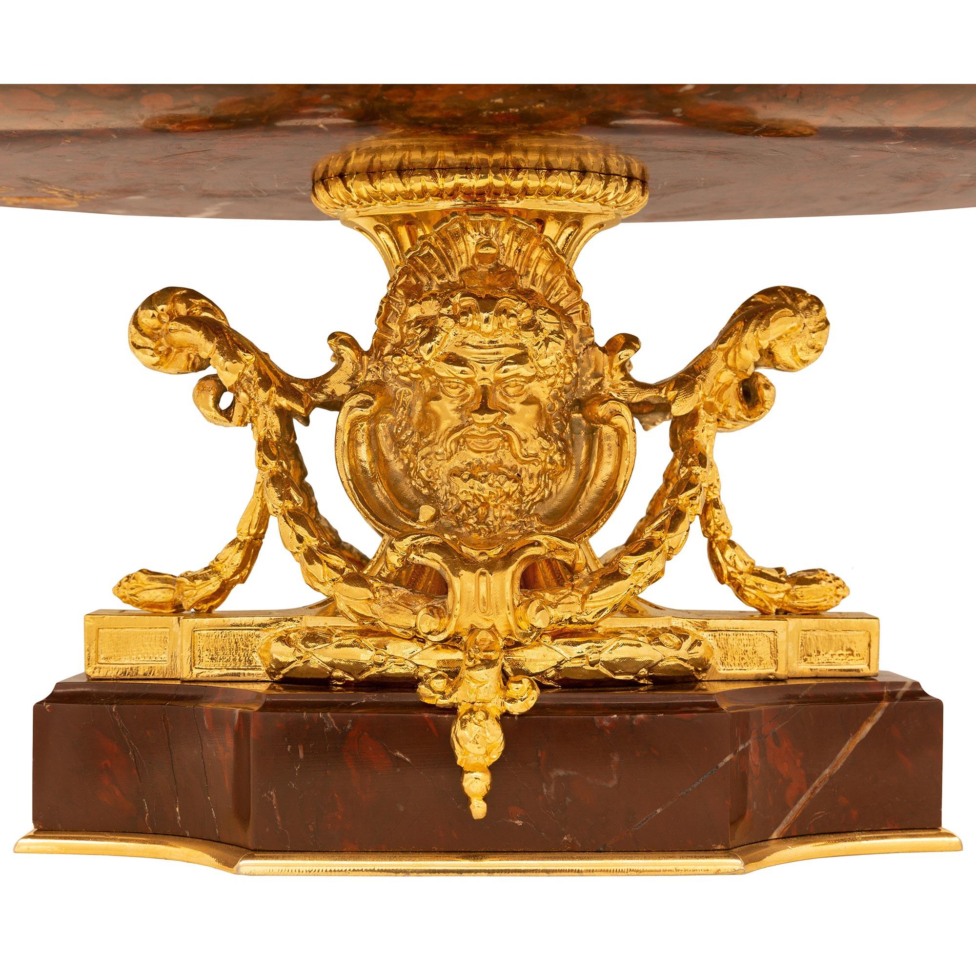 French 19th Century Louis XVI St. Ormolu and Rouge Griotte Marble Centerpiece For Sale 7