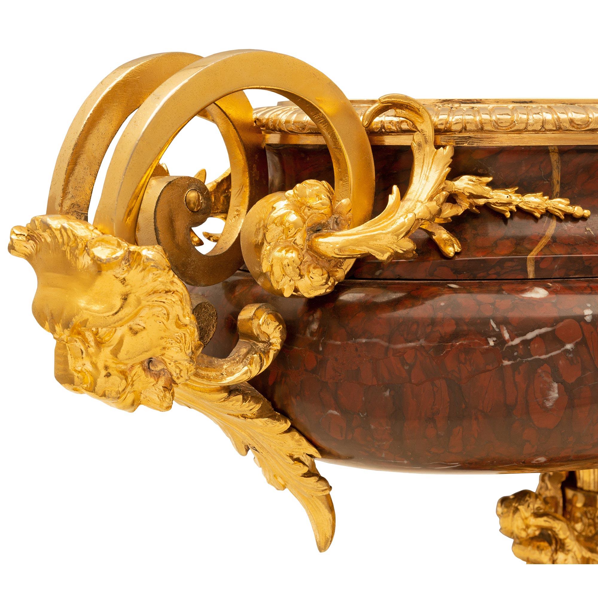 French 19th Century Louis XVI St. Ormolu and Rouge Griotte Marble Centerpiece For Sale 4