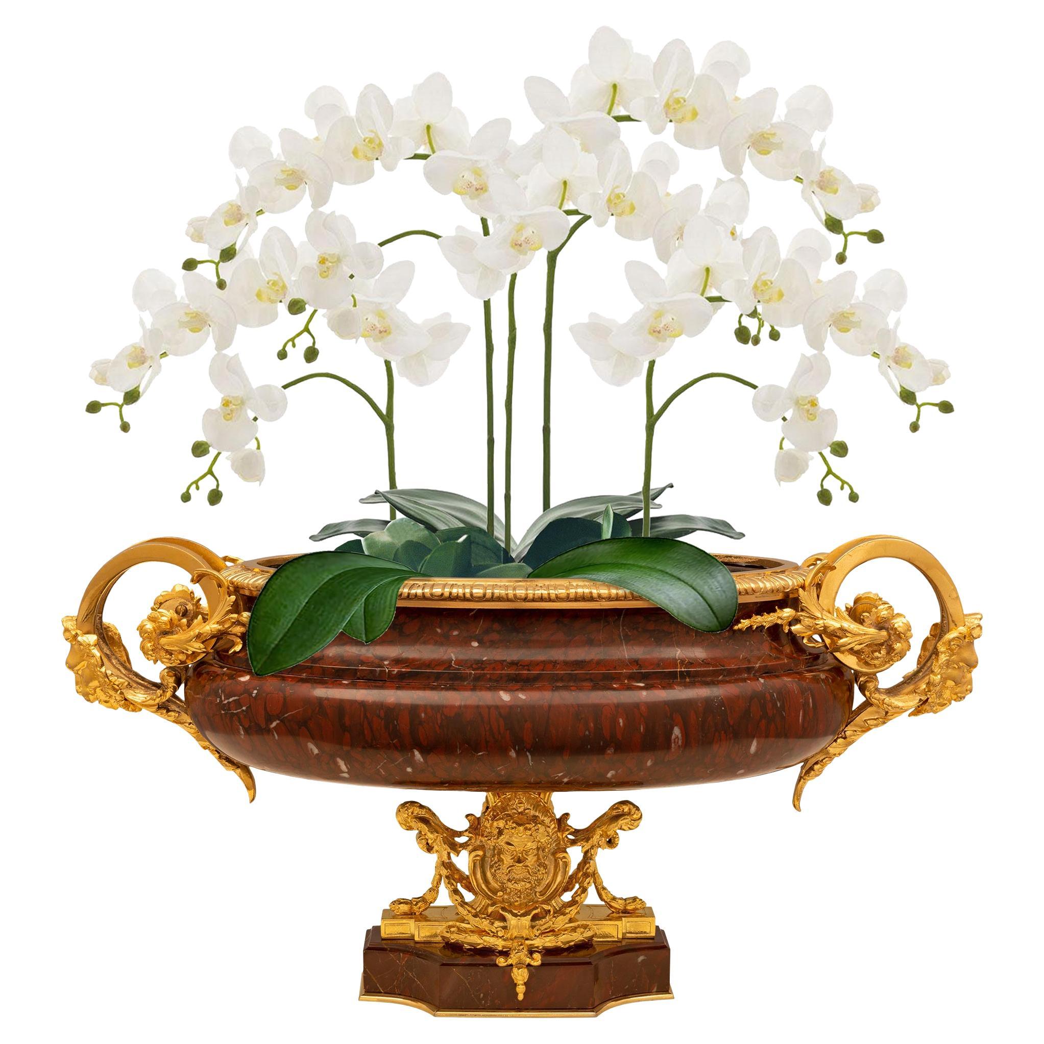 French 19th Century Louis XVI St. Ormolu and Rouge Griotte Marble Centerpiece For Sale