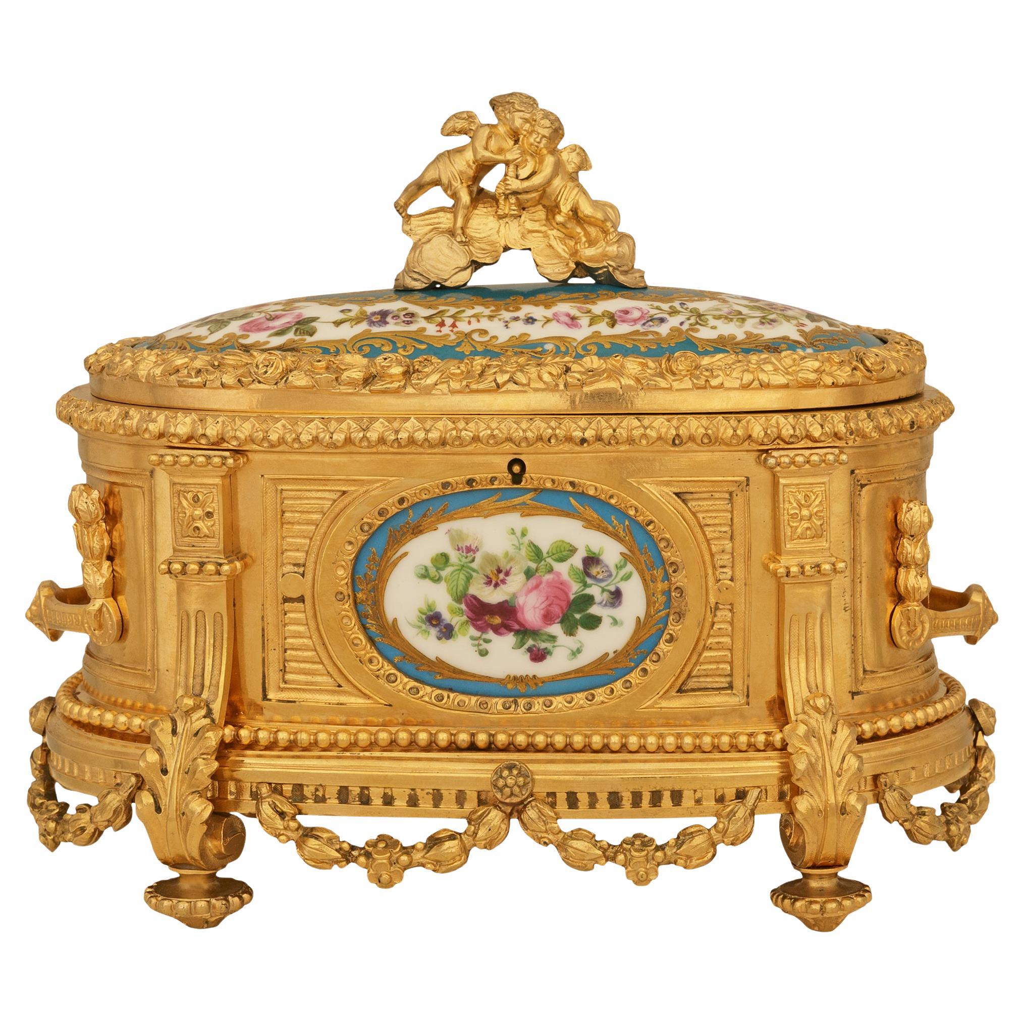 French 19th century Louis XVI st. Ormolu and Sévres Porcelain box.