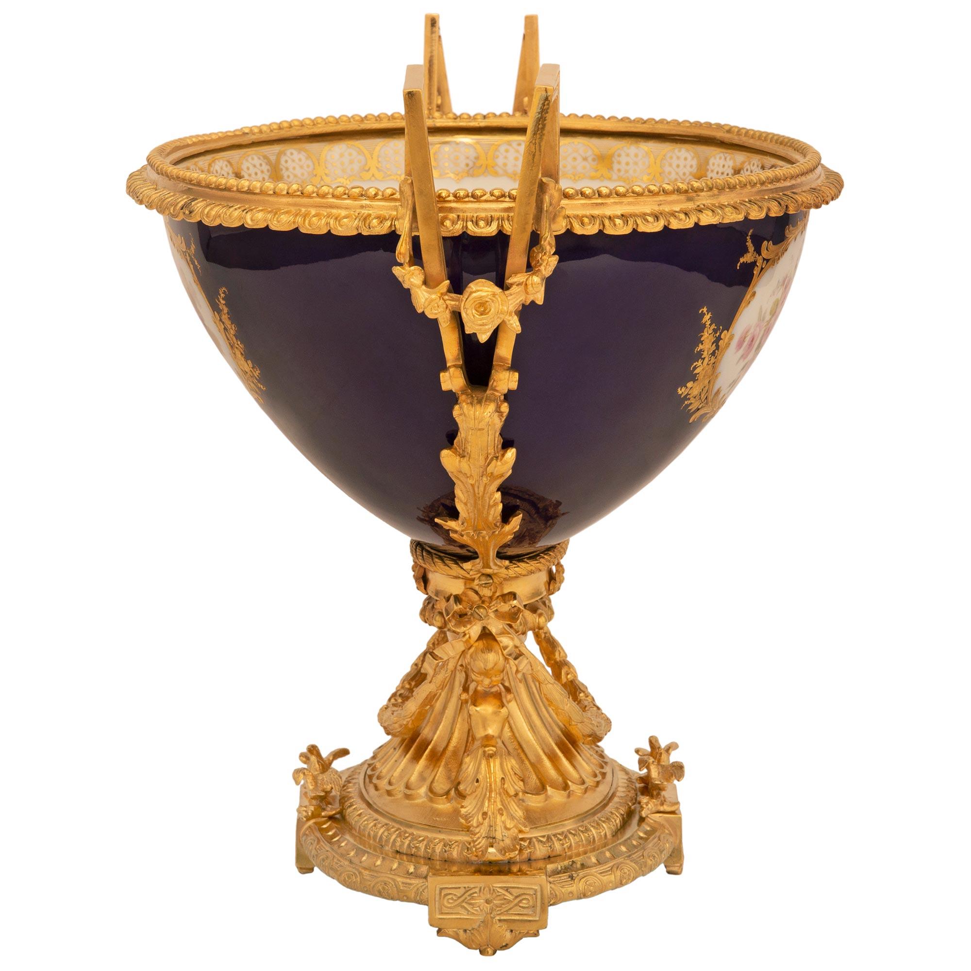 French 19th Century Louis XVI St. Ormolu and Sevres Porcelain Centerpiece For Sale 2