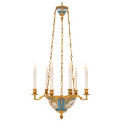 French 19th Century Louis XVI St. Ormolu And Sèvres Porcelain Chandelier