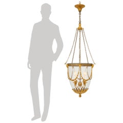 French 19th century Louis XVI st. Ormolu and Steel lantern