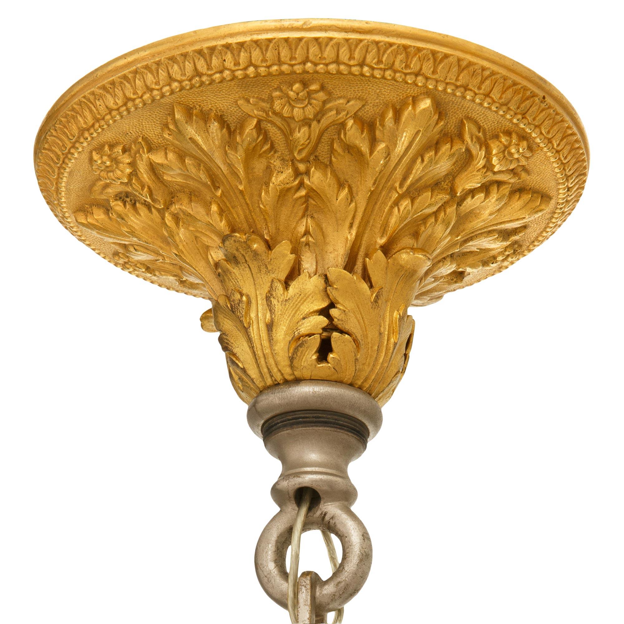 Linterna francesa del siglo XIX, estilo Luis XVI, de ormolu y acero en Bueno estado para la venta en West Palm Beach, FL