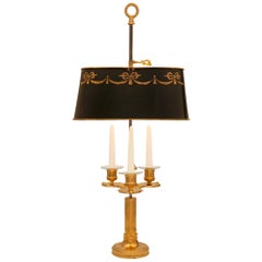 French 19th Century Louis XVI St. Ormolu and Tole Bouillotte Lamp