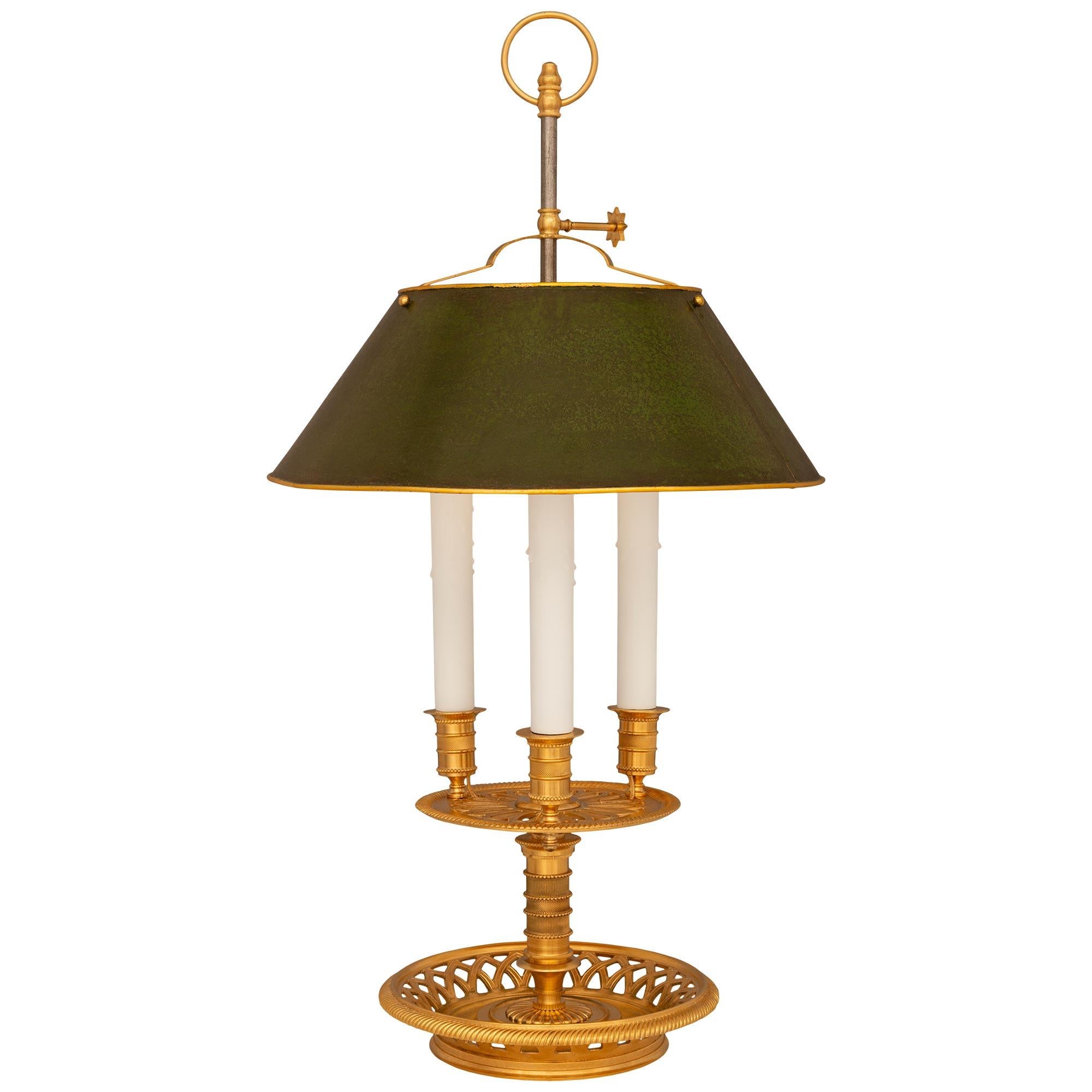 French 19th Century Louis XVI St. Ormolu And Tole Bouillotte Lamp 4