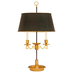 Lampe bouillotte française du 19ème siècle de style Louis XVI en bronze doré et tôle
